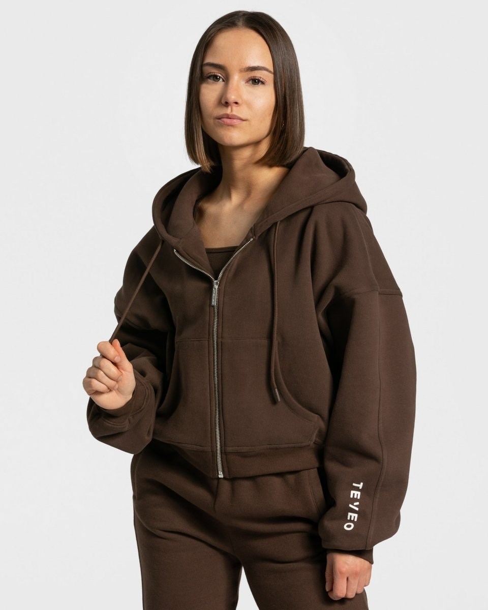 TEVEO Sassy Zip Hoodie Braun Femme | ARI-33385508