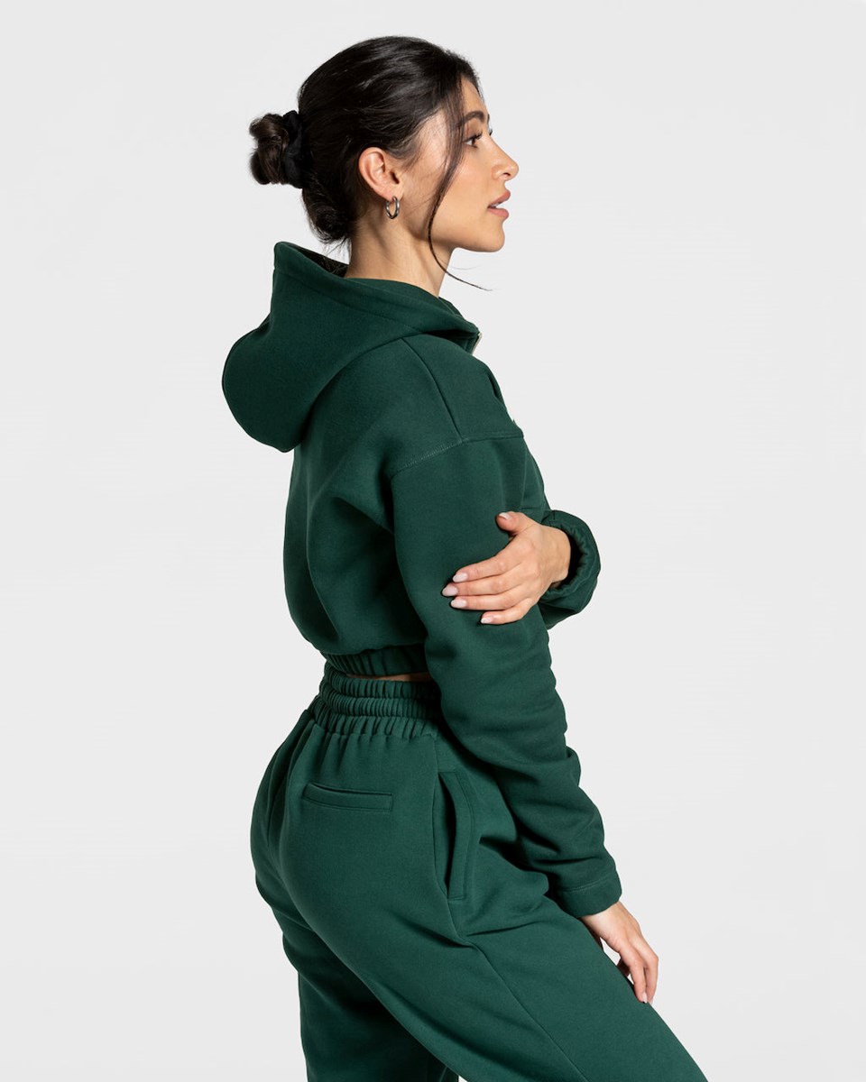 TEVEO College Zip Hoodie Vert Foncé Femme | WOL-09608031