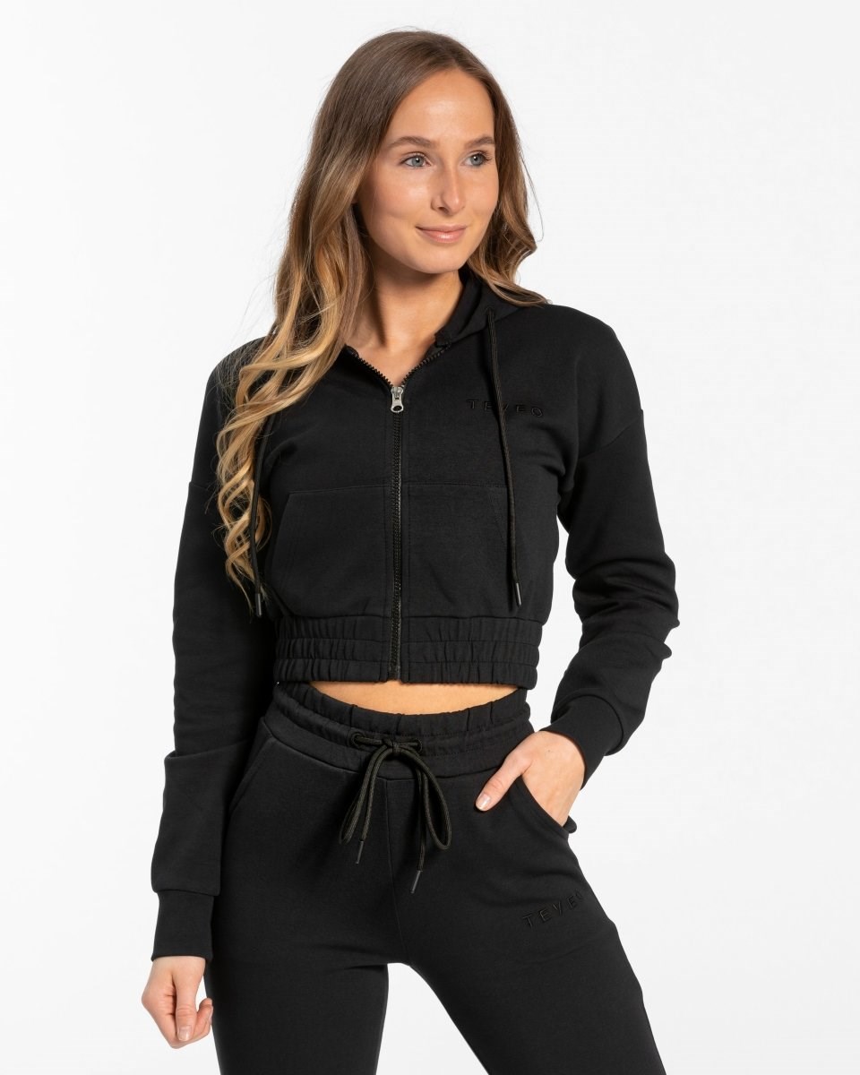 TEVEO Classiche Zip Hoodie Noir Femme | CUM-87412895