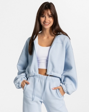 TEVEO Iconic Oversized Zip Hoodie Bleu Femme | QUK-31864086