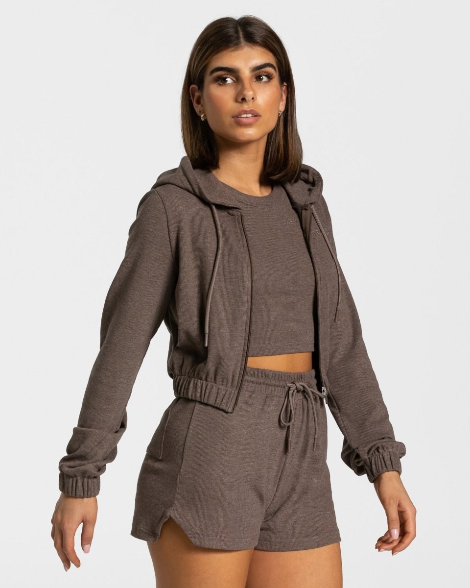 TEVEO Lounge Zip Hoodie Marron Foncé Femme | SYP-85094334