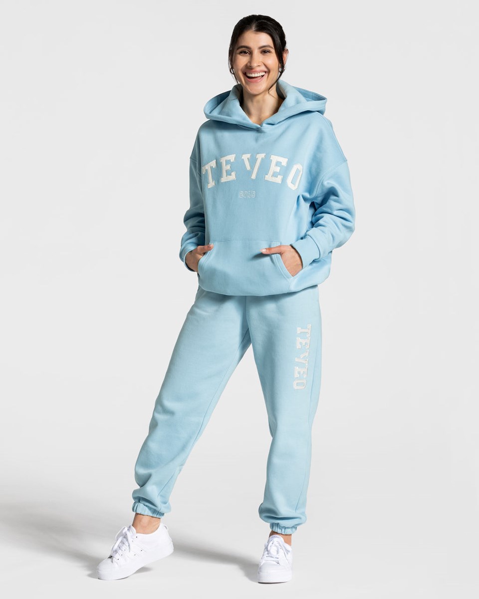 TEVEO College Oversized Hoodie Bleu Femme | EJW-11455174