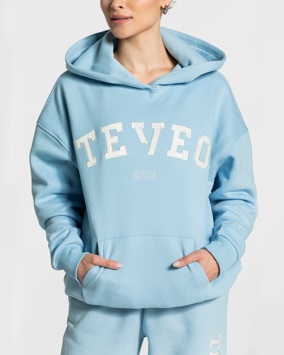 TEVEO College Oversized Hoodie Bleu Femme | EJW-11455174