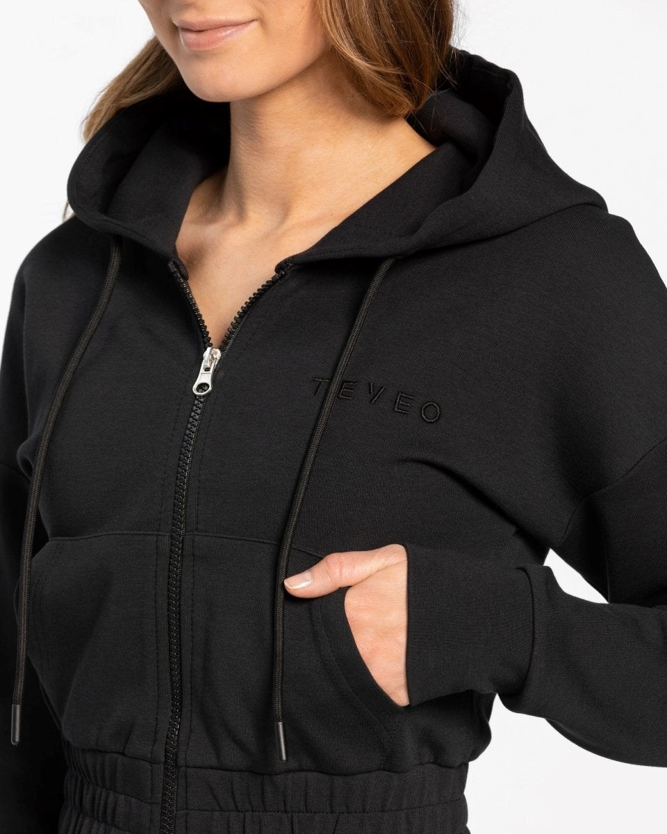 TEVEO Classiche Zip Hoodie Noir Femme | CUM-87412895