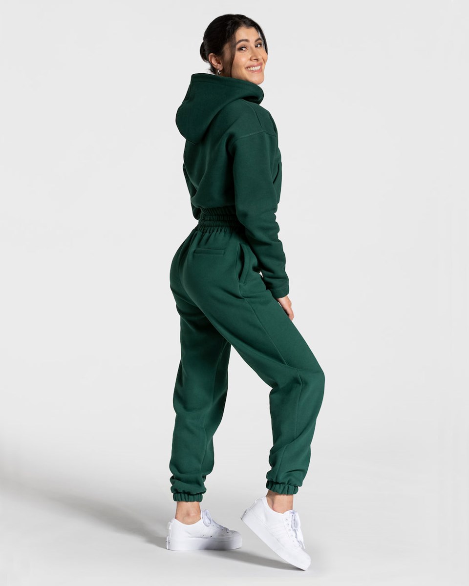 TEVEO College Zip Hoodie Vert Foncé Femme | WOL-09608031