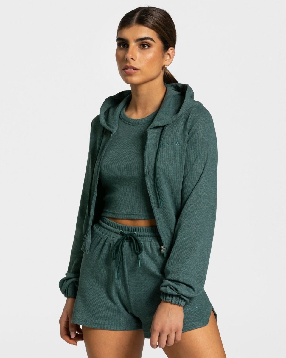 TEVEO Lounge Zip Hoodie Vert Foncé Femme | NGN-45293301