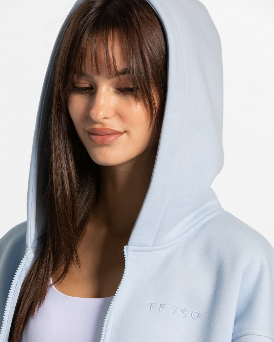 TEVEO Iconic Oversized Zip Hoodie Bleu Femme | QUK-31864086