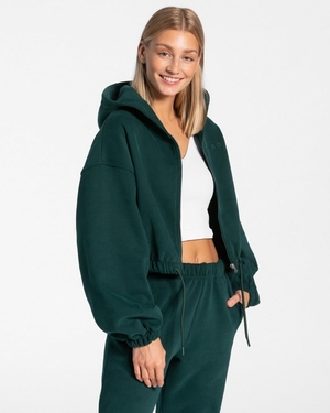 TEVEO Iconic Oversized Zip Hoodie Vert Foncé Femme | AKM-67995474