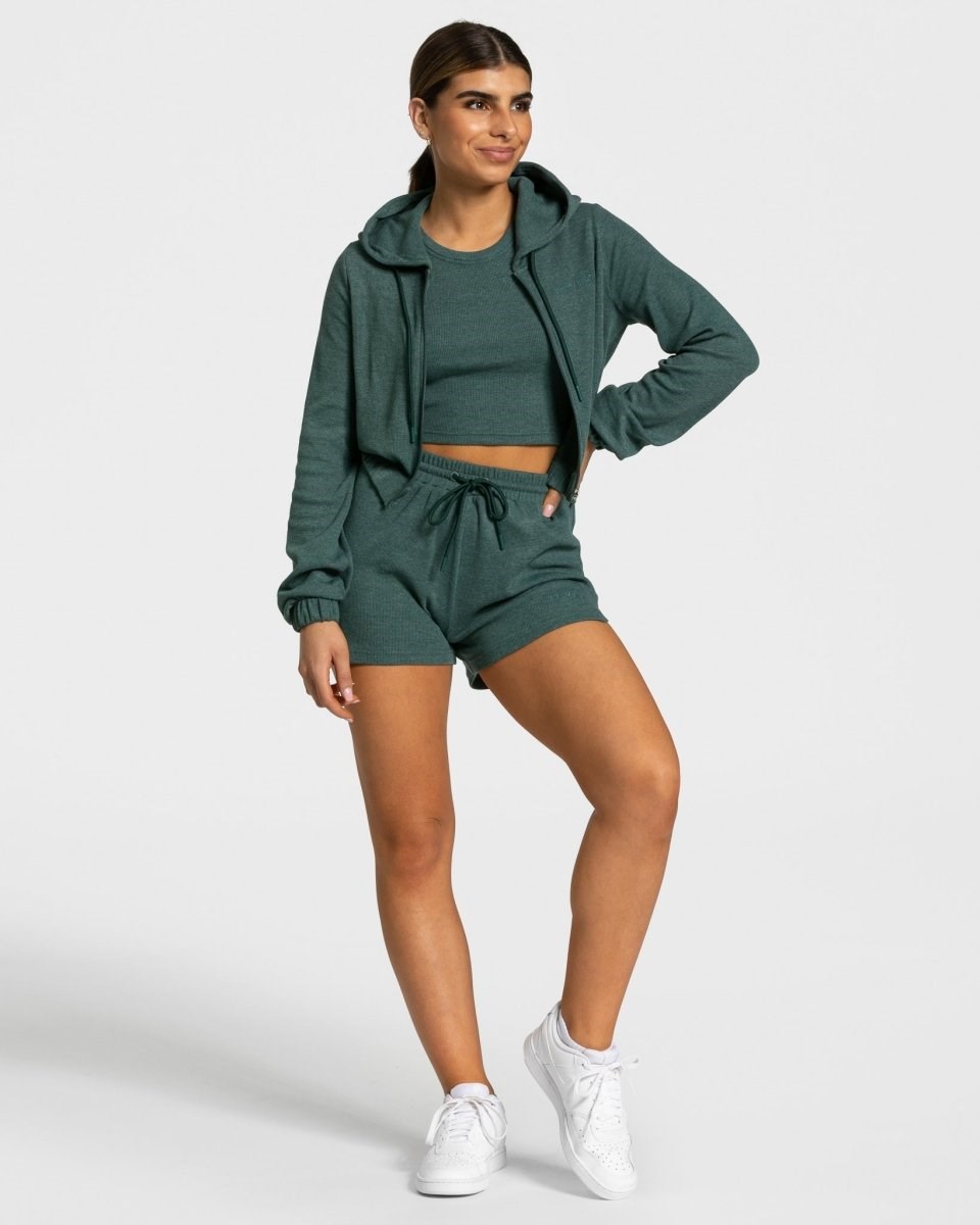 TEVEO Lounge Zip Hoodie Vert Foncé Femme | NGN-45293301