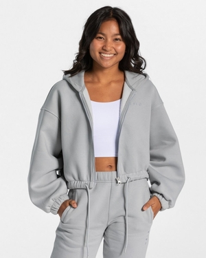 TEVEO Iconic Oversized Zip Hoodie Bleu Femme | YJX-14321491