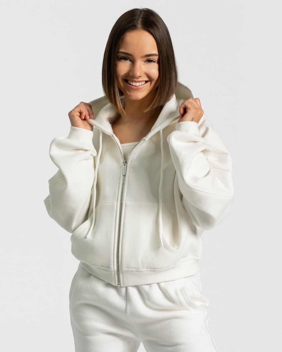 TEVEO Sassy Zip Hoodie Blanche Femme | COM-44932807