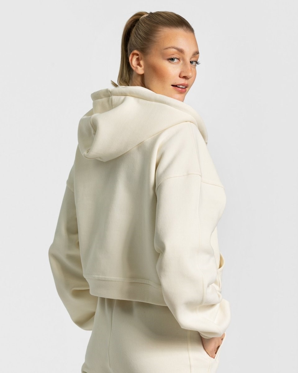 TEVEO Sassy Zip Hoodie Ivory Femme | ZJC-59942143