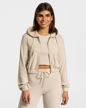 TEVEO Lounge Zip Hoodie Beige Femme | YJY-07365709