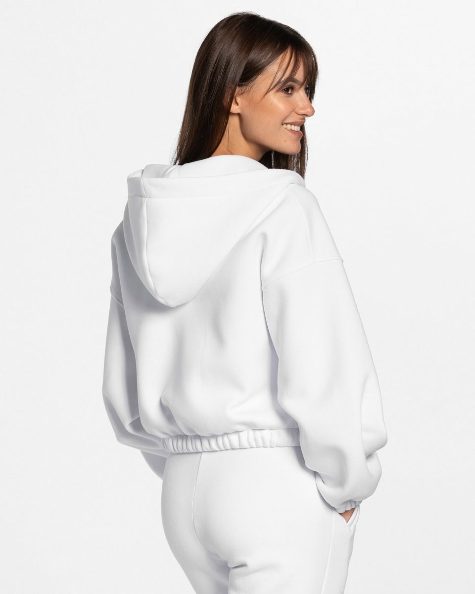 TEVEO Iconic Oversized Zip Hoodie Blanche Femme | MJX-65583522