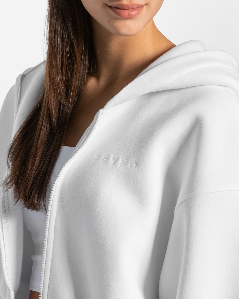 TEVEO Iconic Oversized Zip Hoodie Blanche Femme | MJX-65583522