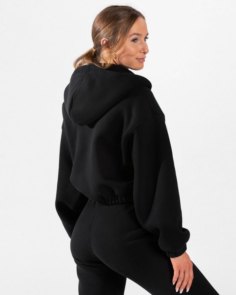 TEVEO Iconic Oversized Zip Hoodie Noir Femme | HVH-58920316