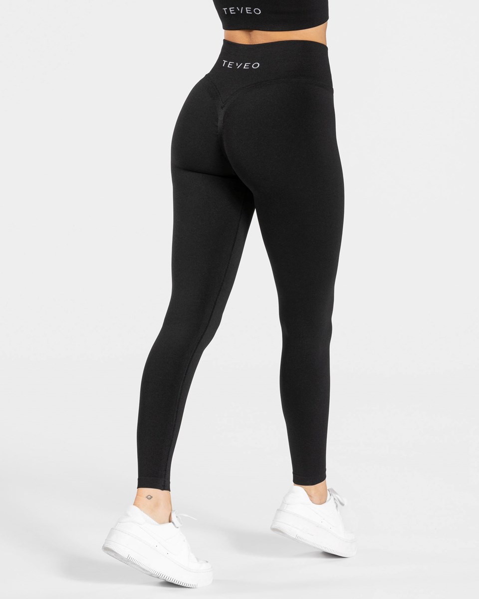 TEVEO Statement Scrunch Leggings Noir Femme | ENH-82811244