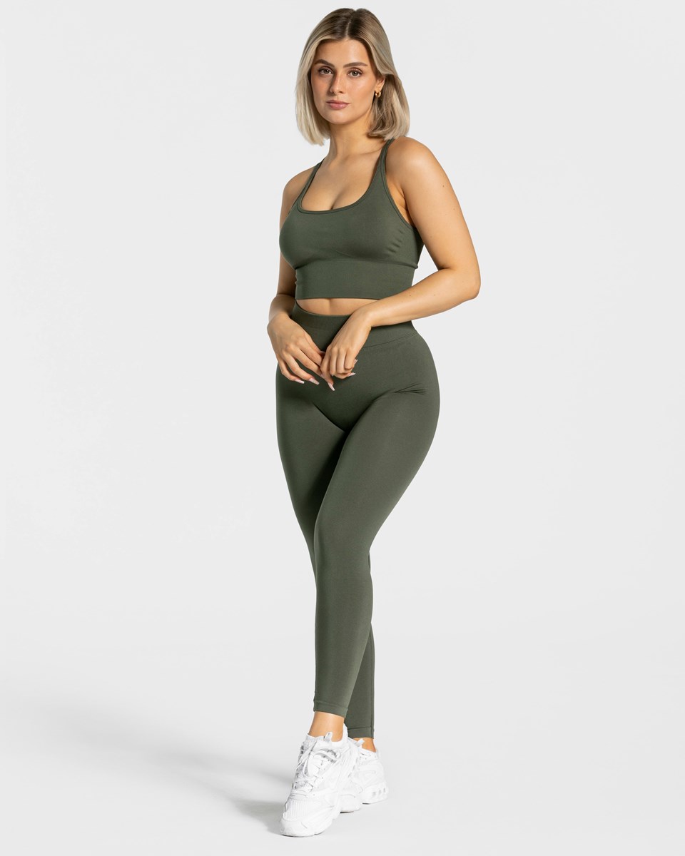 TEVEO Statement Scrunch Leggings Kaki Femme | OCZ-45526778