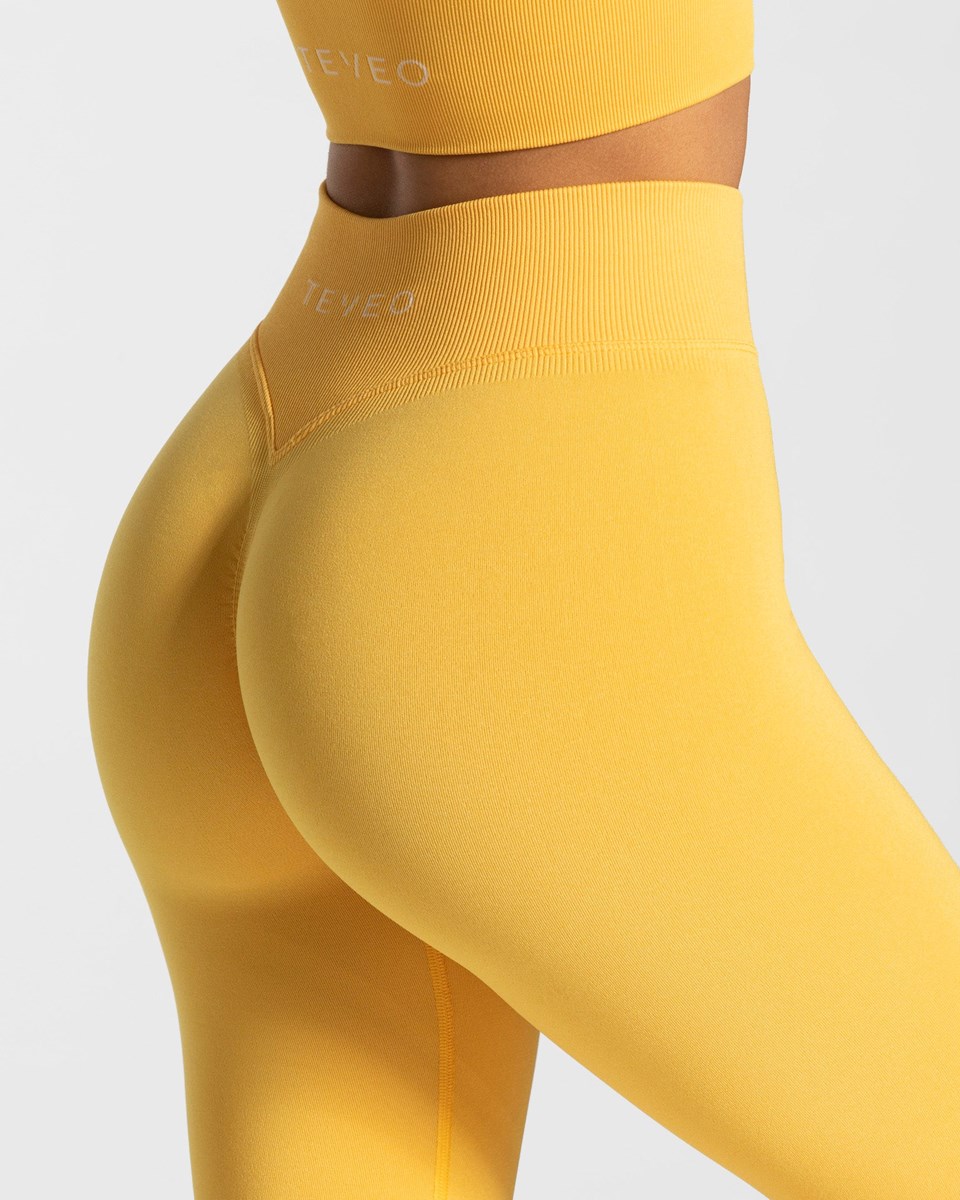 TEVEO Statement Scrunch Leggings Jaune Femme | MXF-91119660