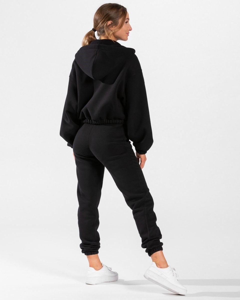 TEVEO Iconic Oversized Zip Hoodie Noir Femme | HVH-58920316