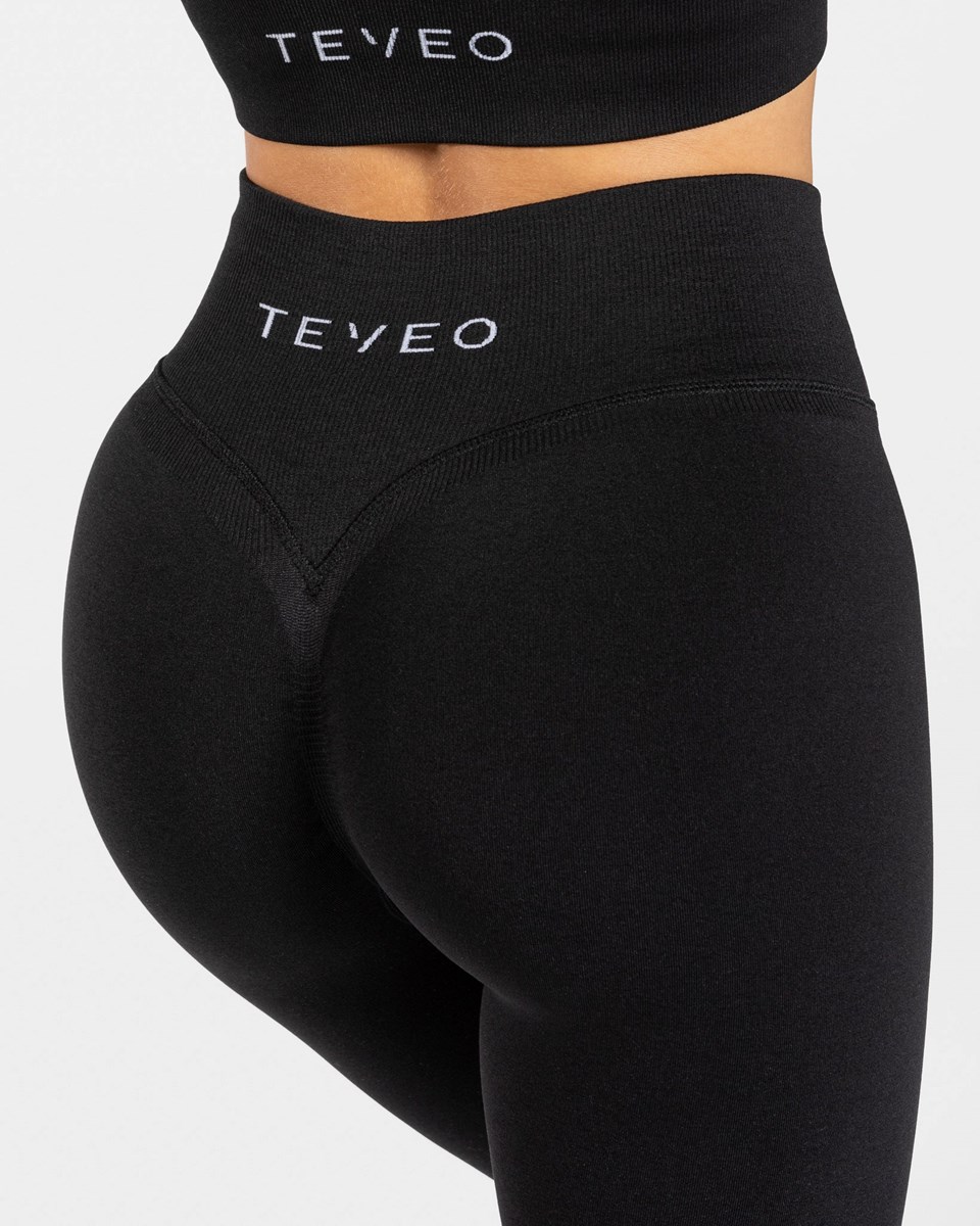 TEVEO Statement Scrunch Leggings Noir Femme | ENH-82811244