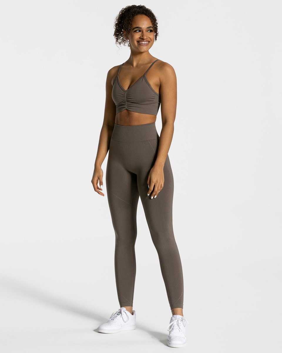 TEVEO Focus Scrunch Leggings Taupe Femme | YEI-02733926