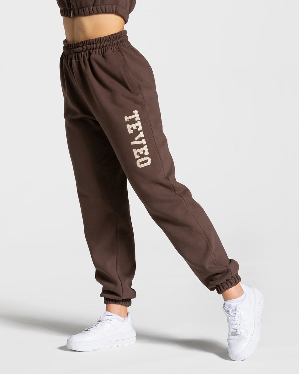 TEVEO College Oversized Jogger Marron Foncé Femme | WCQ-56364543