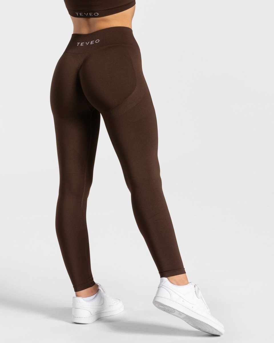 TEVEO Charming Scrunch Leggings Braun Femme | JEL-78784601