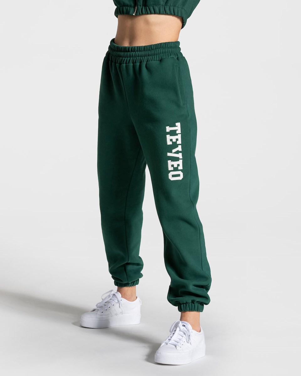 TEVEO College Oversized Jogger Vert Foncé Femme | GUF-11916582