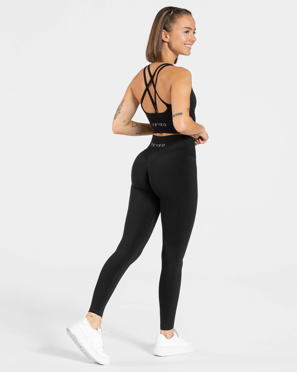 TEVEO Statement Scrunch Leggings Noir Femme | ENH-82811244