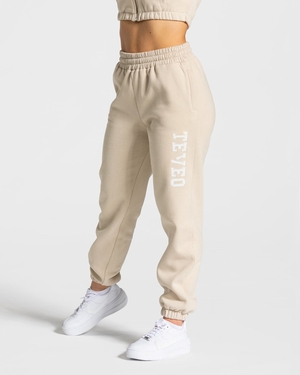 TEVEO College Oversized Jogger Beige Femme | OYN-60179009