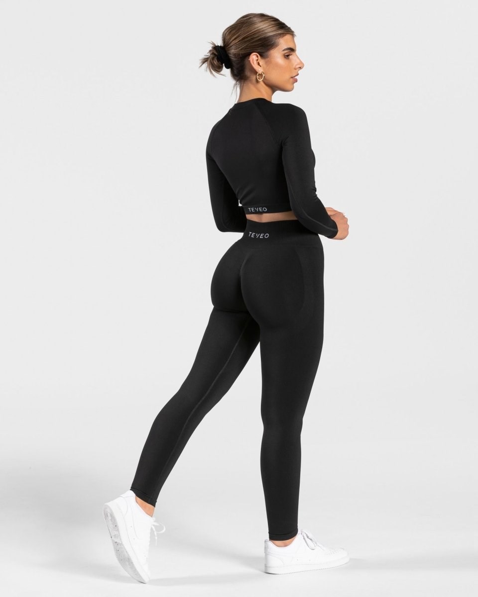 TEVEO Charming Scrunch Leggings Noir Femme | OHZ-83762469