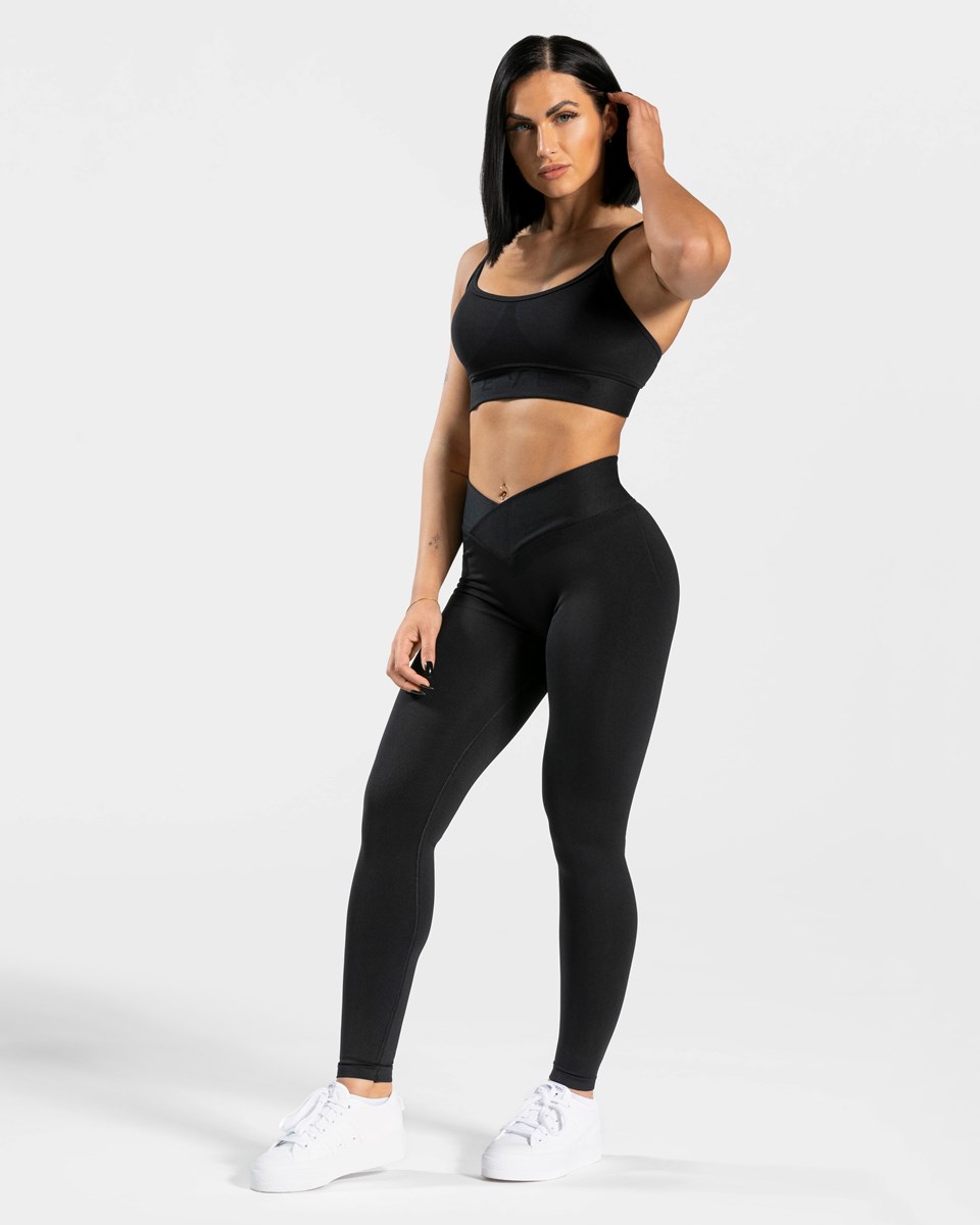 TEVEO V-Shape Leggings Noir Femme | ZKL-54563271