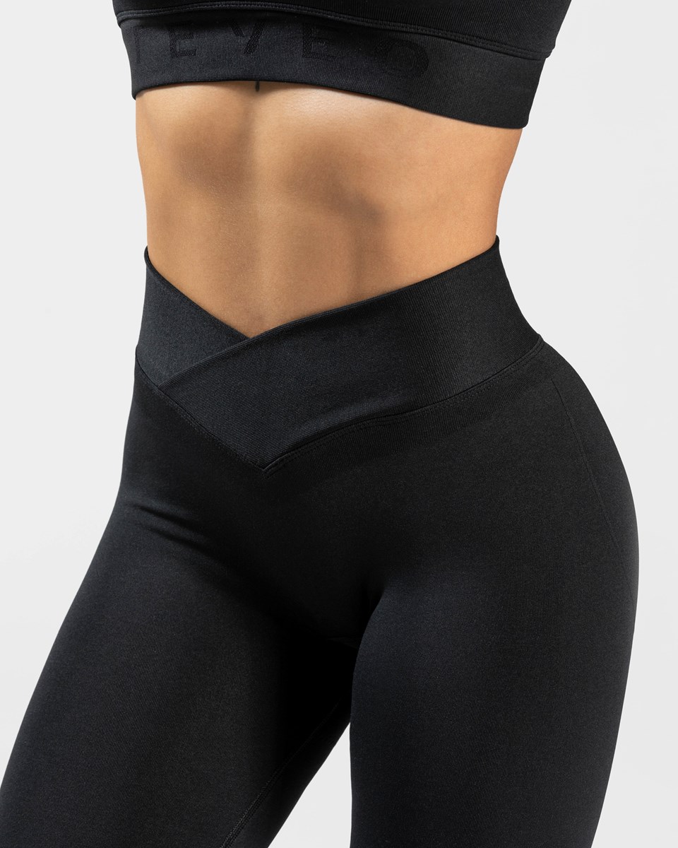 TEVEO V-Shape Leggings Noir Femme | ZKL-54563271