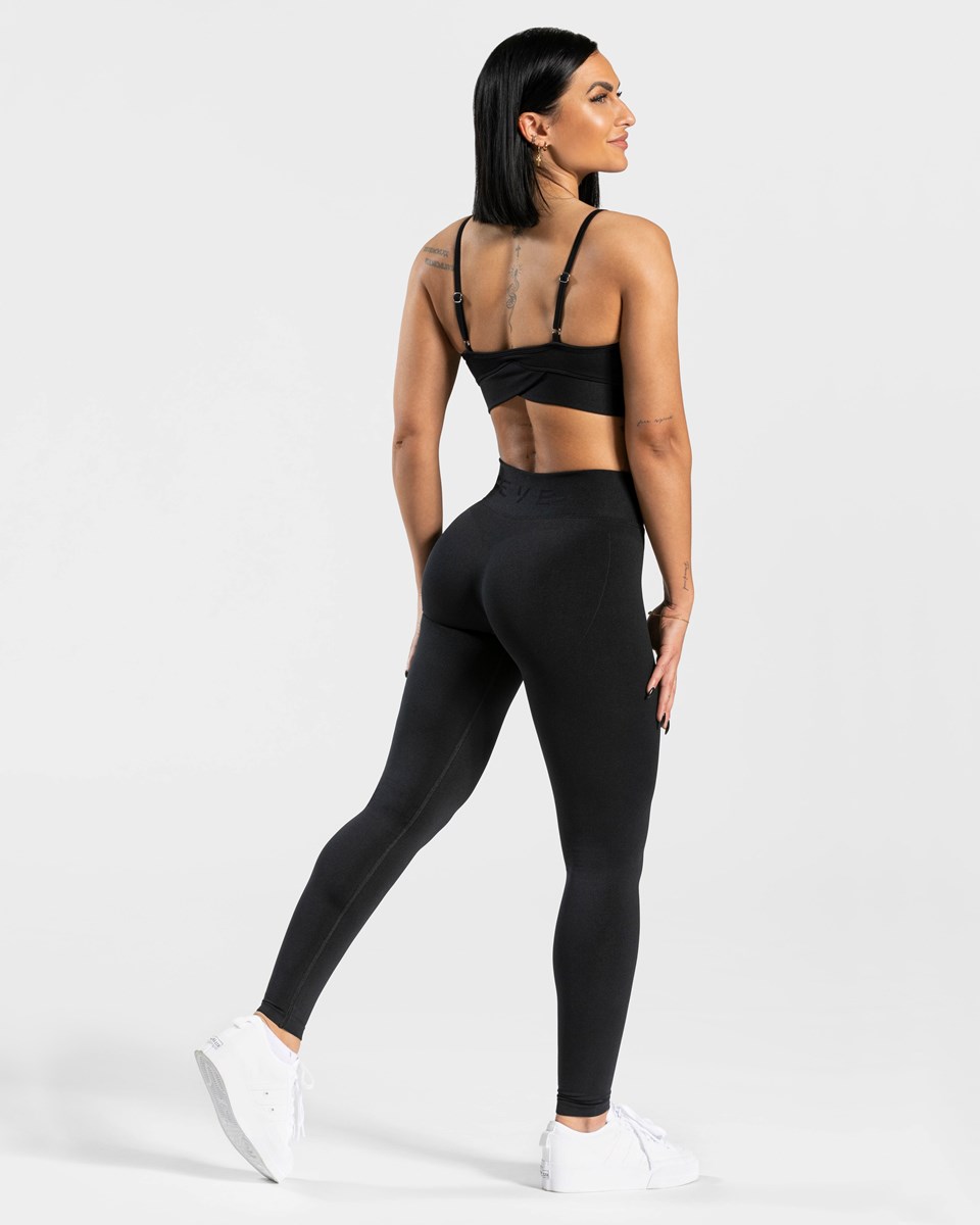 TEVEO V-Shape Leggings Noir Femme | ZKL-54563271