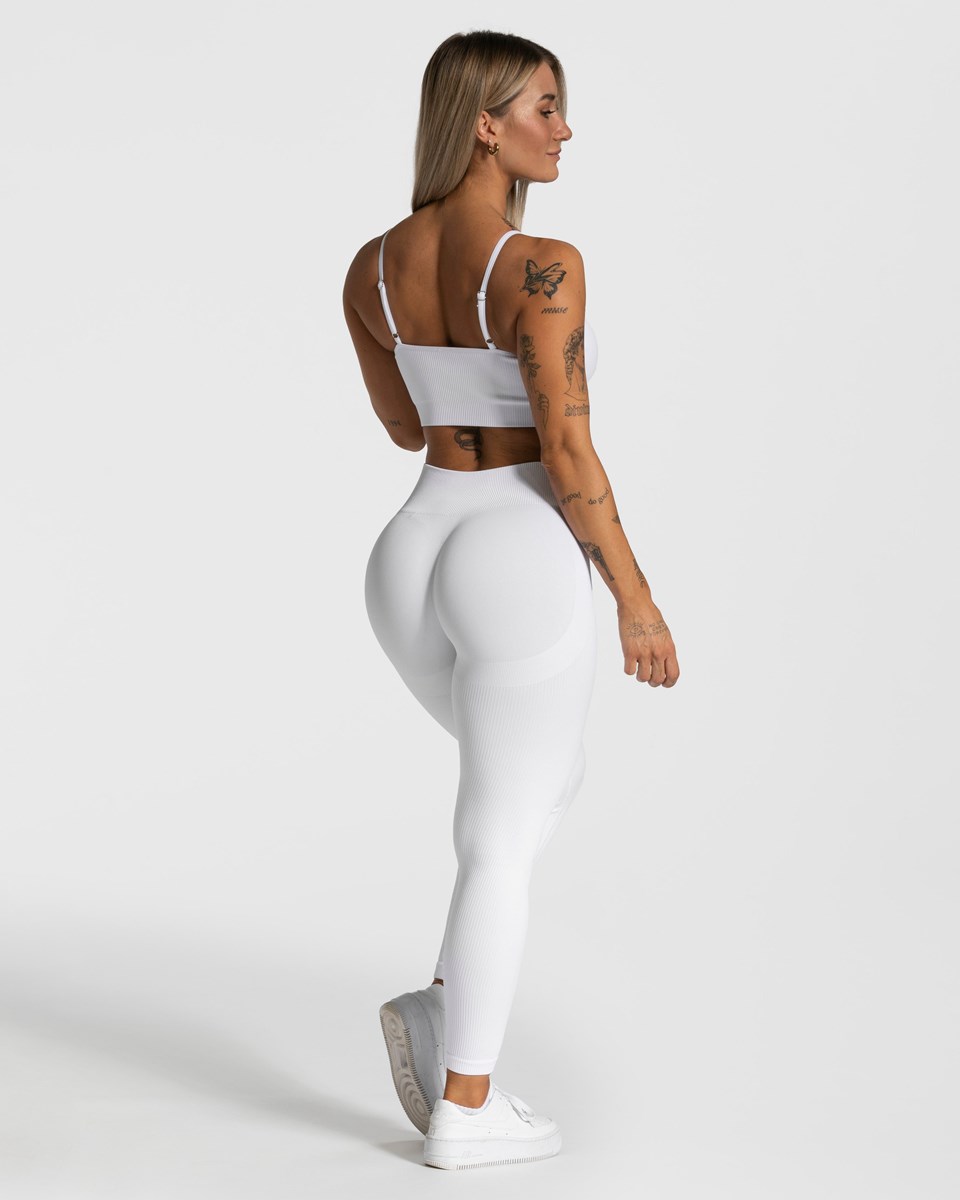 TEVEO élégant Scrunch Leggings Blanche Femme | WFJ-99240451