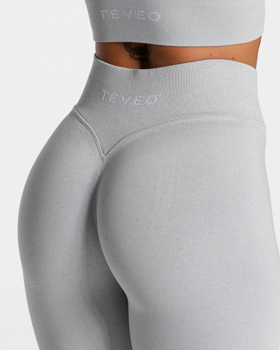 TEVEO Statement Scrunch Leggings Grise Clair Femme | AVD-87449197