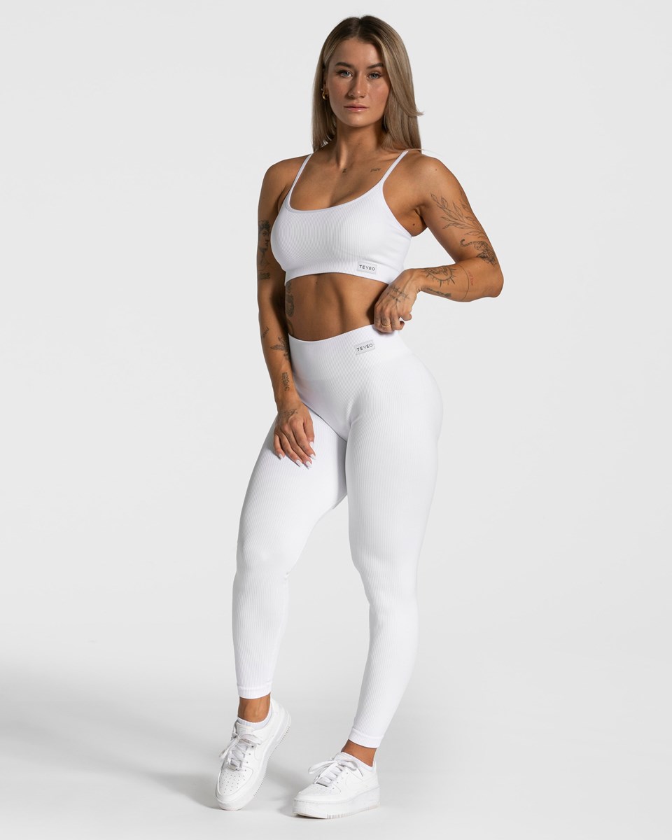 TEVEO élégant Scrunch Leggings Blanche Femme | WFJ-99240451