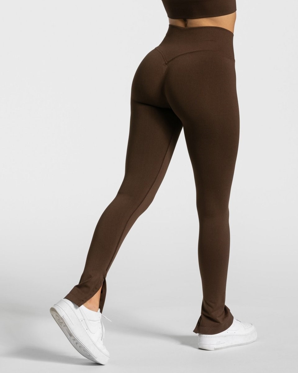 TEVEO Sassy Slit Leggings Braun Femme | TPC-68303085