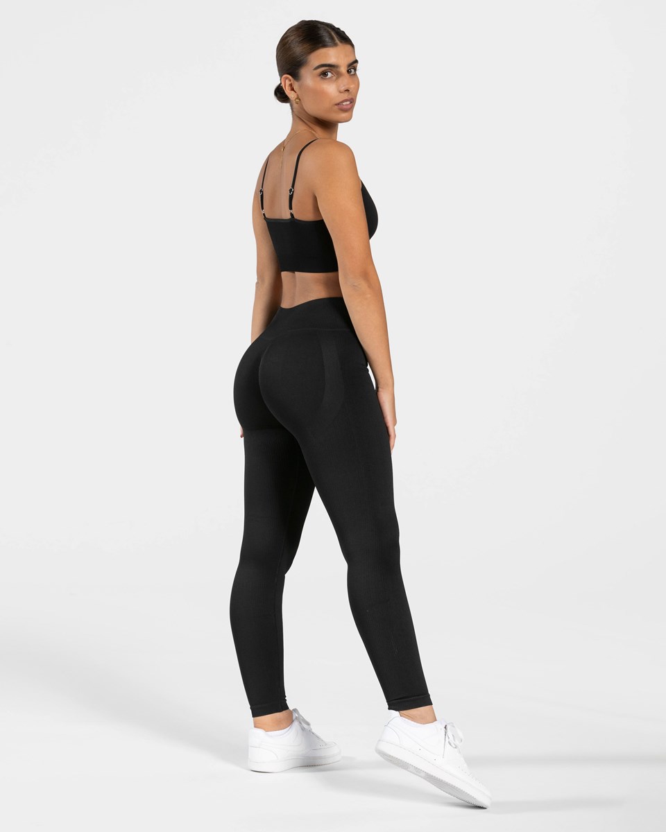 TEVEO élégant Scrunch Leggings Noir Femme | NOB-25202749