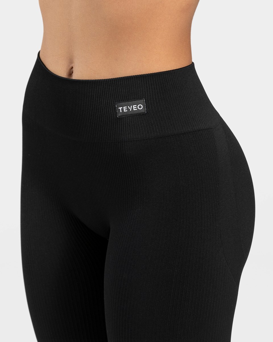 TEVEO élégant Scrunch Leggings Noir Femme | NOB-25202749