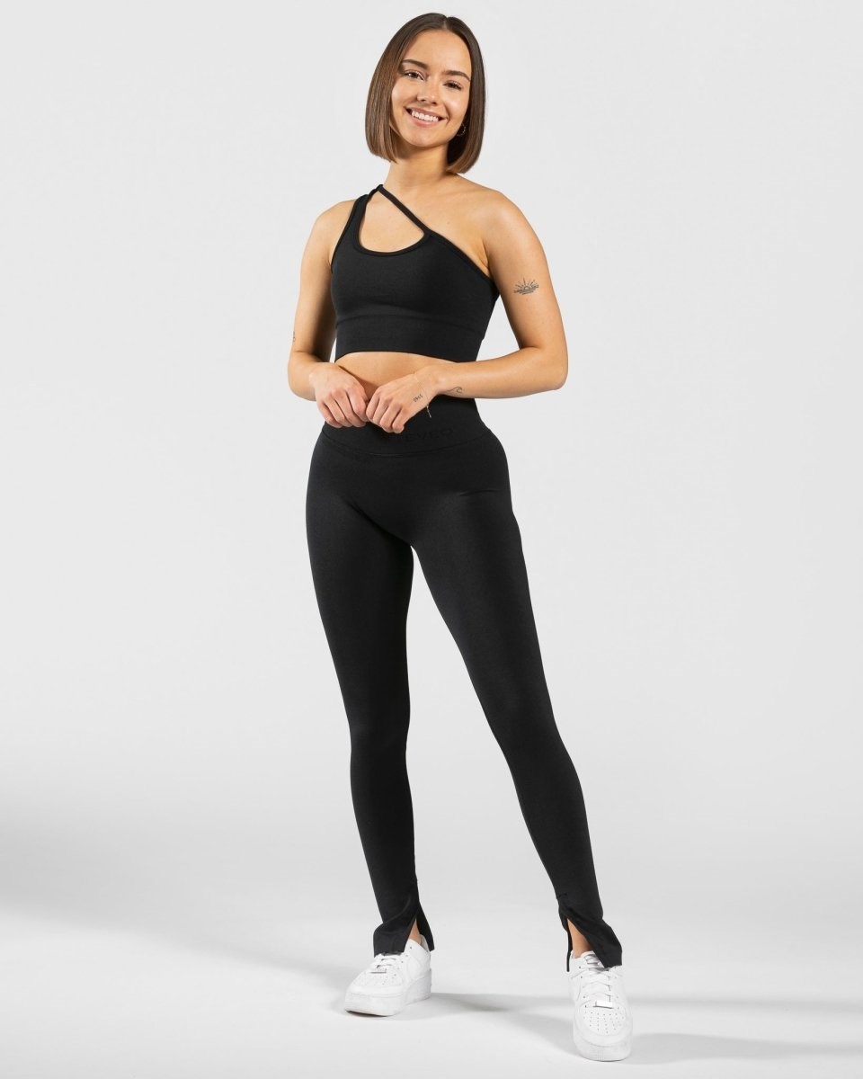 TEVEO Sassy Slit Leggings Noir Femme | GMU-36769760