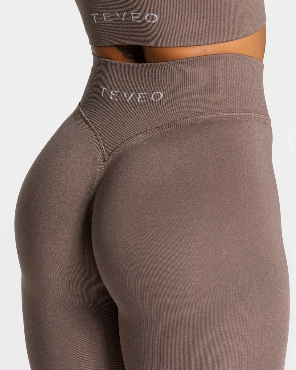 TEVEO Statement Scrunch Leggings Mokka Femme | WLY-39267994