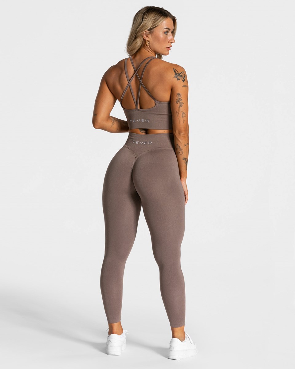 TEVEO Statement Scrunch Leggings Mokka Femme | WLY-39267994