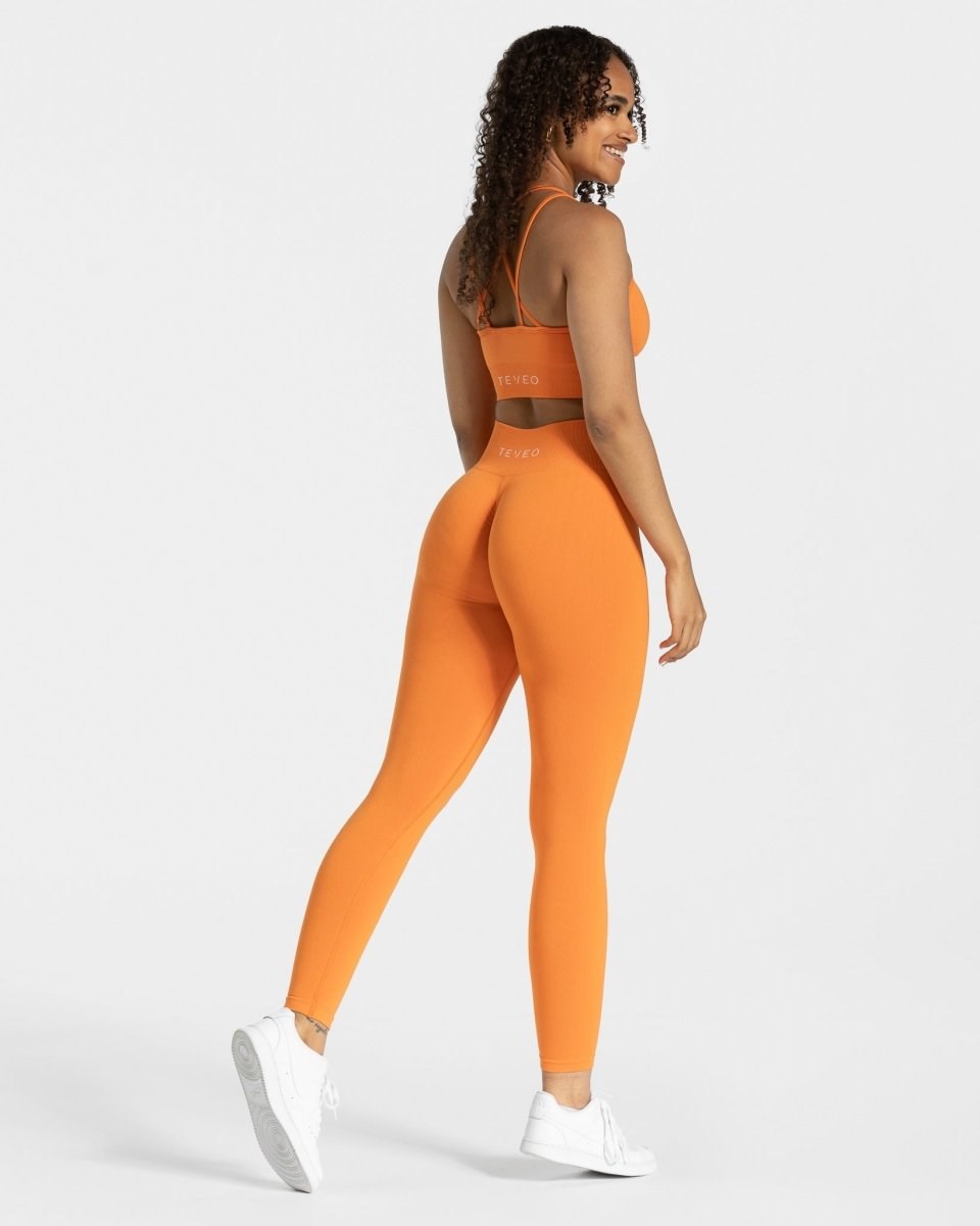 TEVEO Timeless Scrunch Leggings Orange Femme | LMV-77737842