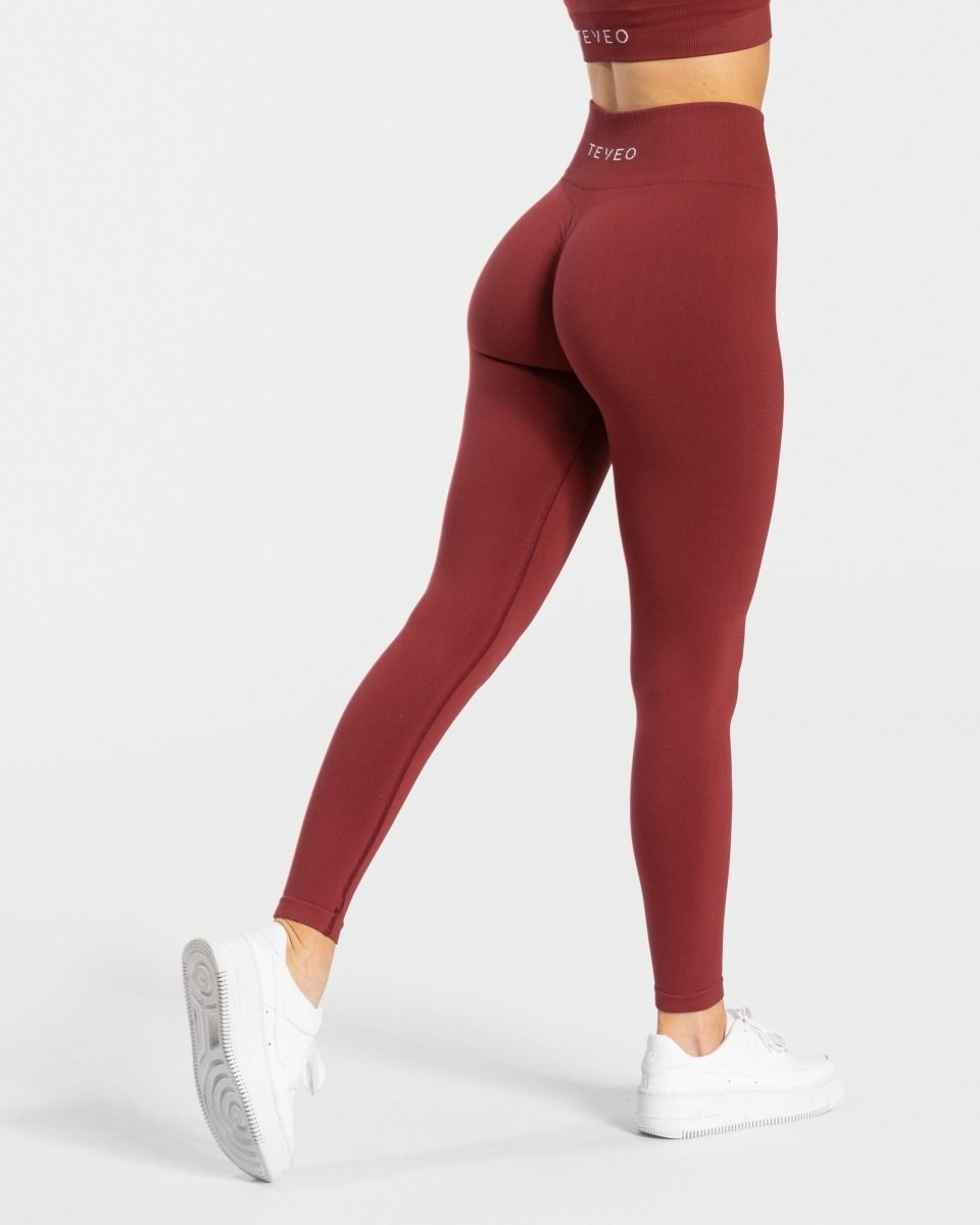 TEVEO Timeless Scrunch Leggings Rouge Femme | RUK-90225019