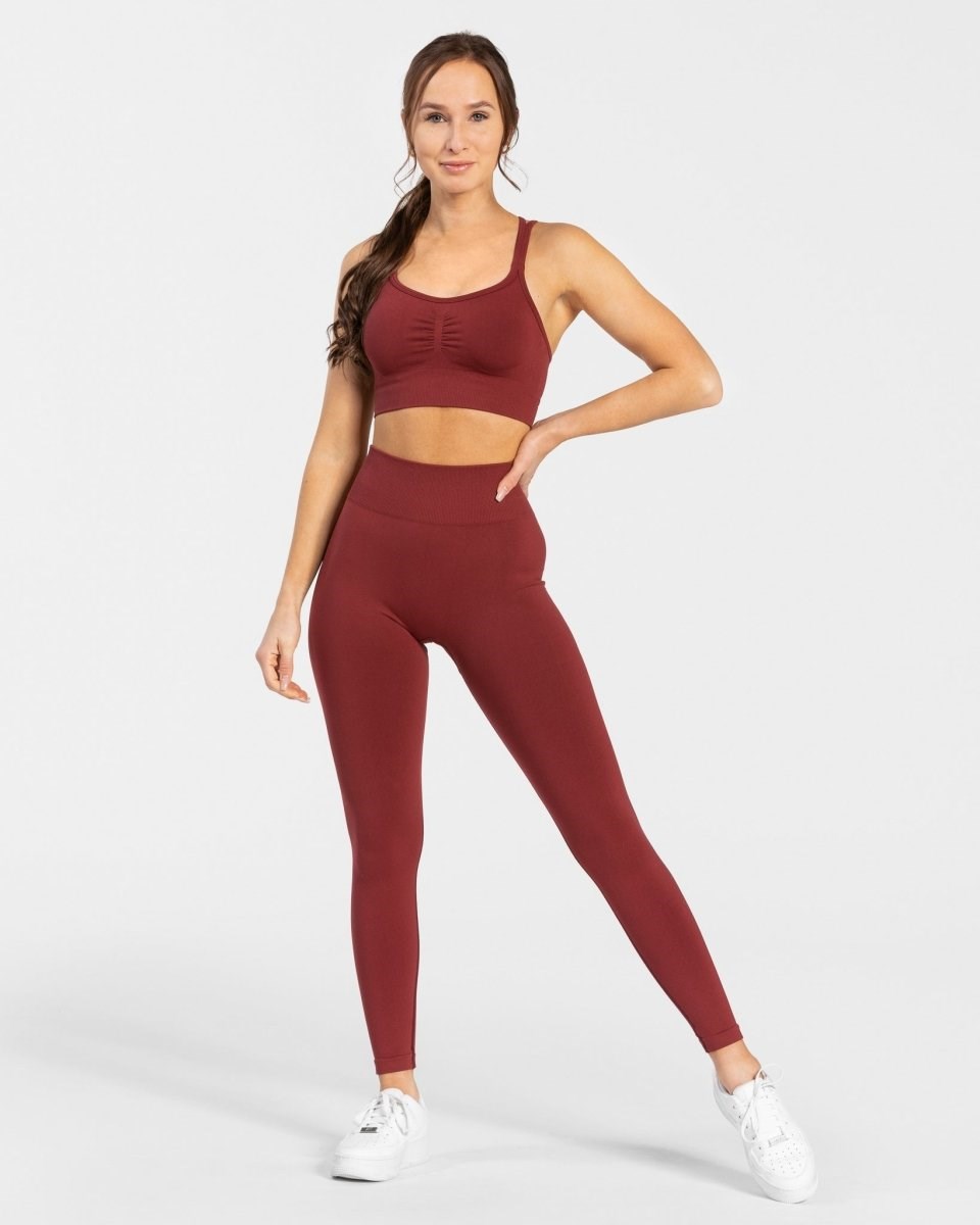 TEVEO Timeless Scrunch Leggings Rouge Femme | RUK-90225019