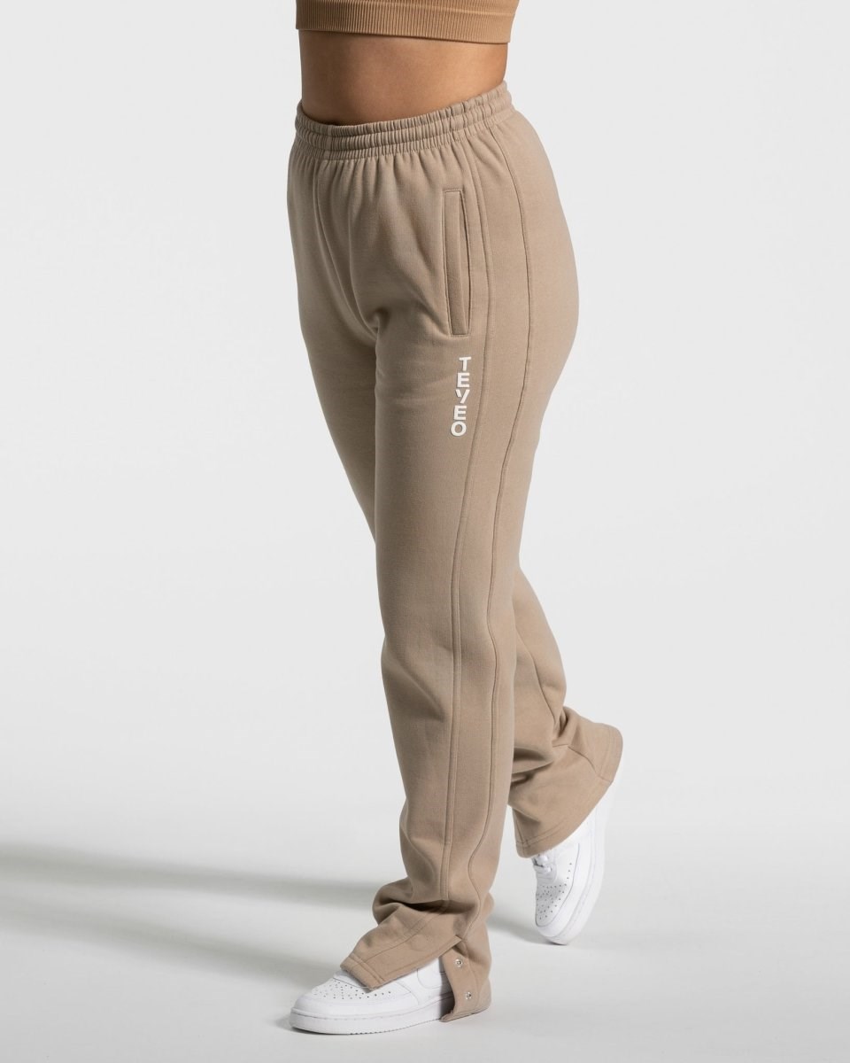 TEVEO Sassy Slit Jogger Beige Femme | CGT-21493947