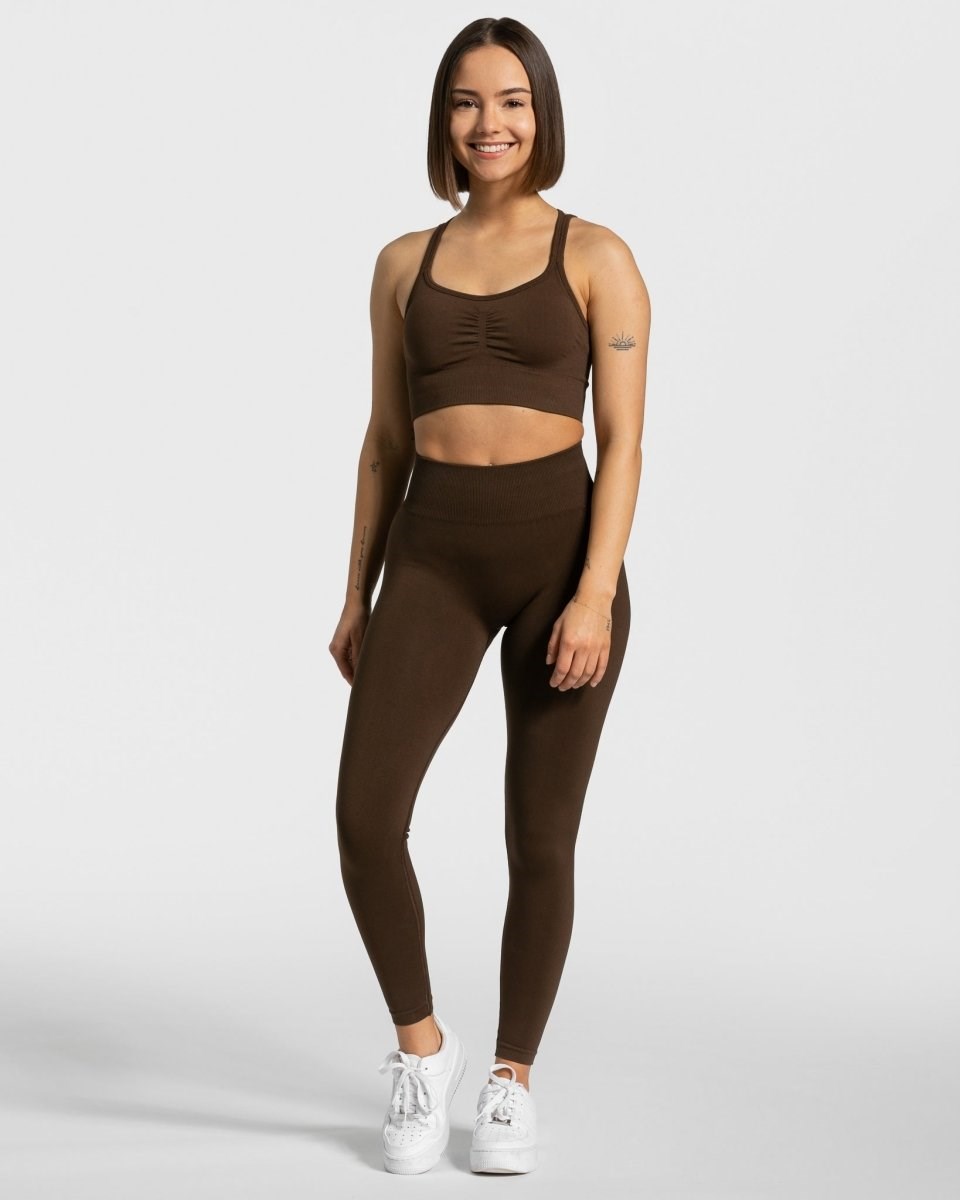 TEVEO Timeless Scrunch Leggings Marron Foncé Femme | AZH-08486522