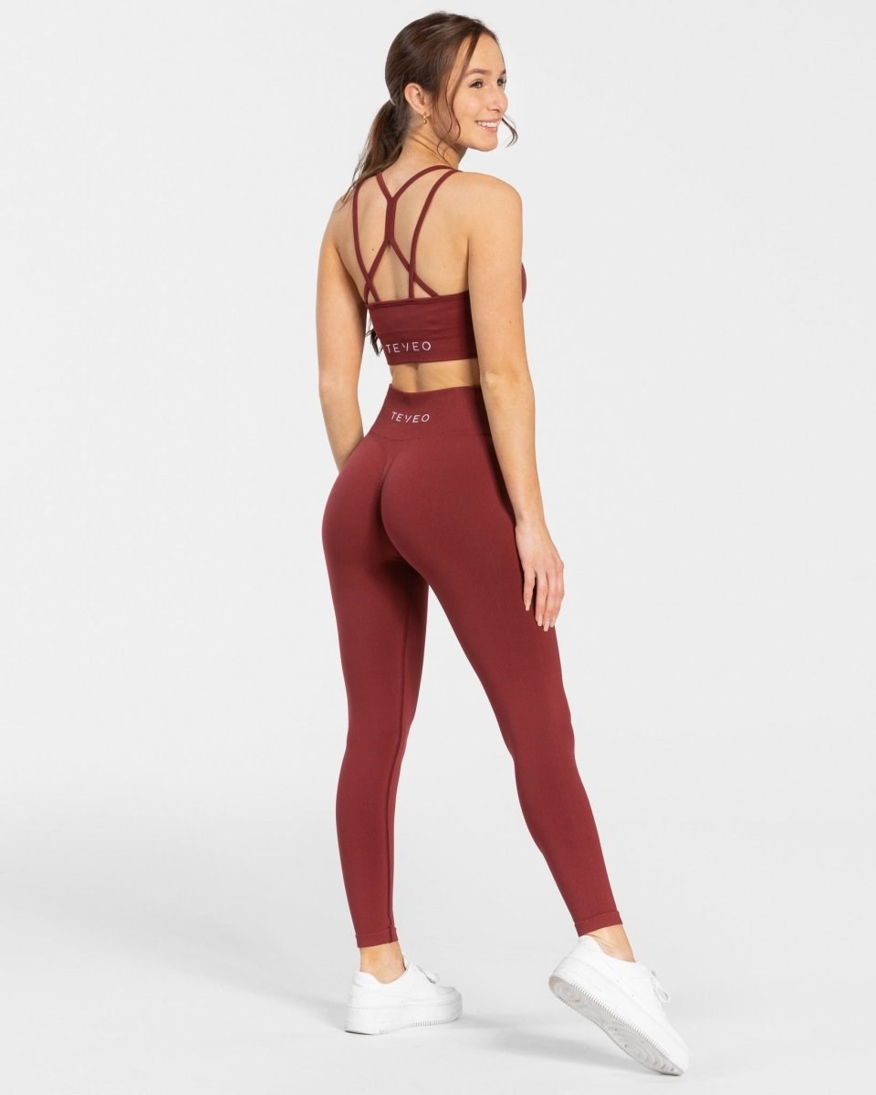 TEVEO Timeless Scrunch Leggings Rouge Femme | RUK-90225019